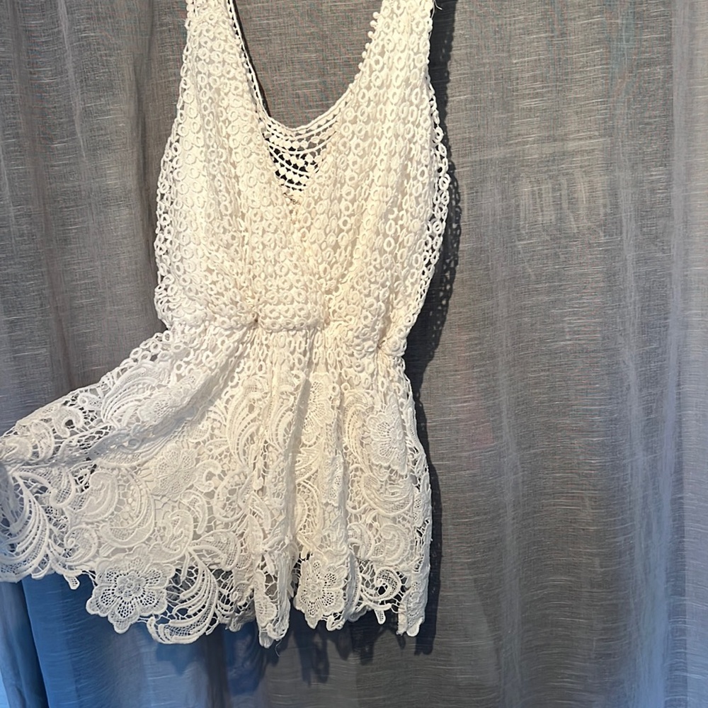 White eyelet romper